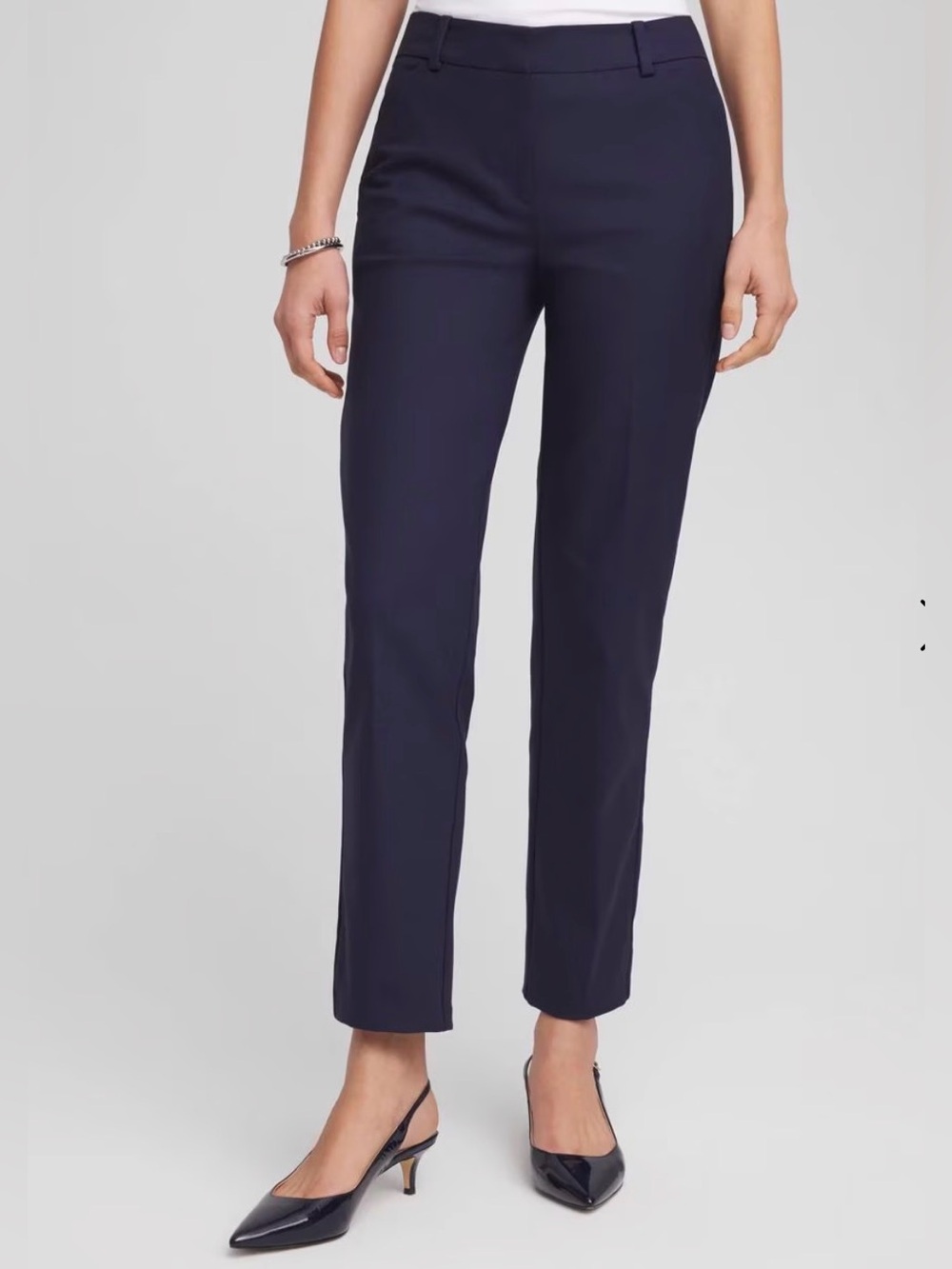Chico’s So Slimming Navy Ankle Pants Side Zip Size 1